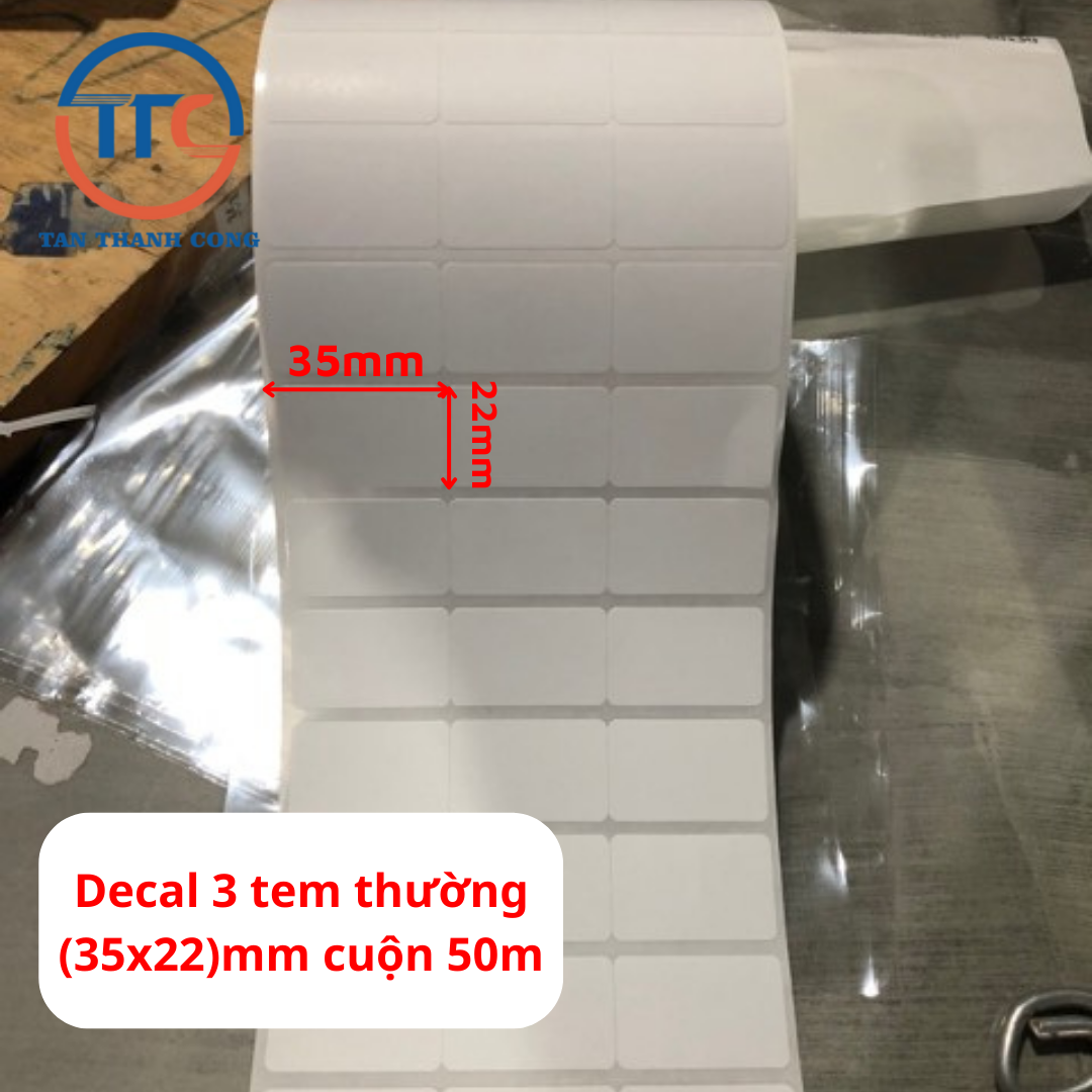  Decal 3 tem thường (35x22)mm cuộn 50m